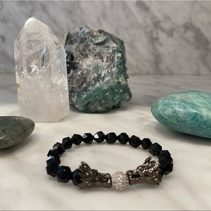 Healing Crystal Black Onyx Dragon Beaded Stretch Bracelet